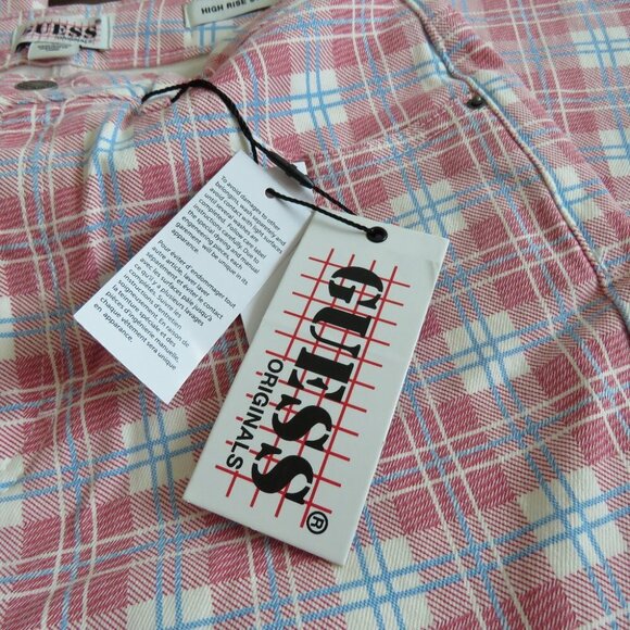 GUESS ORIGINALS High Rise Straight Checked Plaid Print Jeans Y2K - Size 29 NWT - Picture 16 of 16